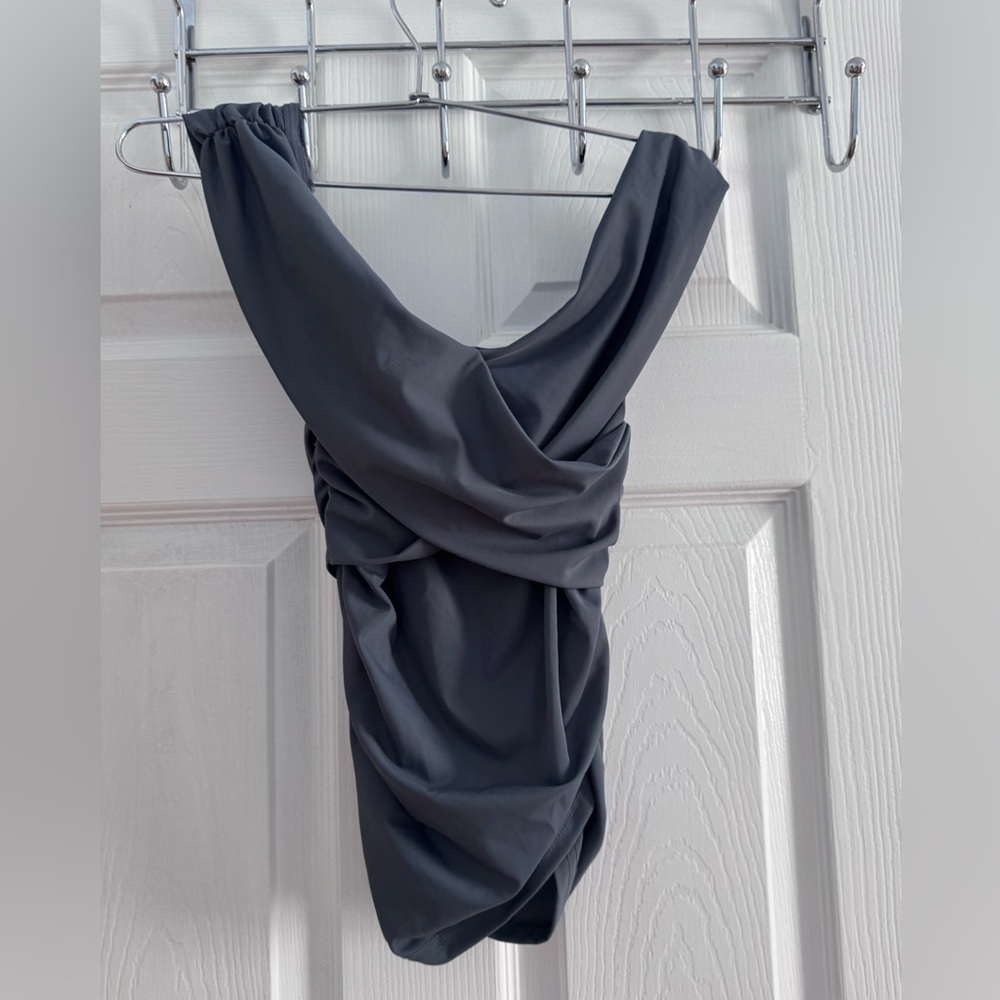 Edikted Blue Runched Crop Top